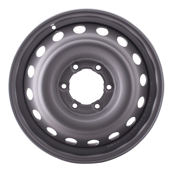 LLANTA DE CHAPA TOYOTA HILUX 2016 AL 2018 17X6 GRIS CLARO DX ORIGINAL - Imagen 1