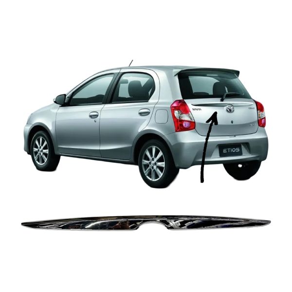 1_638637184343311810 MOLDURA PORTON ETIOS 5 PUERTAS CROMADA TRASERO TAIWAN - Imagen 1