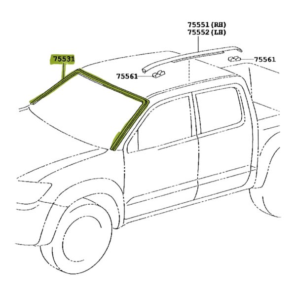 BURLETE PARABRISA  HILUX-SW4 2005-2015 VIGO EXTERIOR SUPERIOR - Imagen 2
