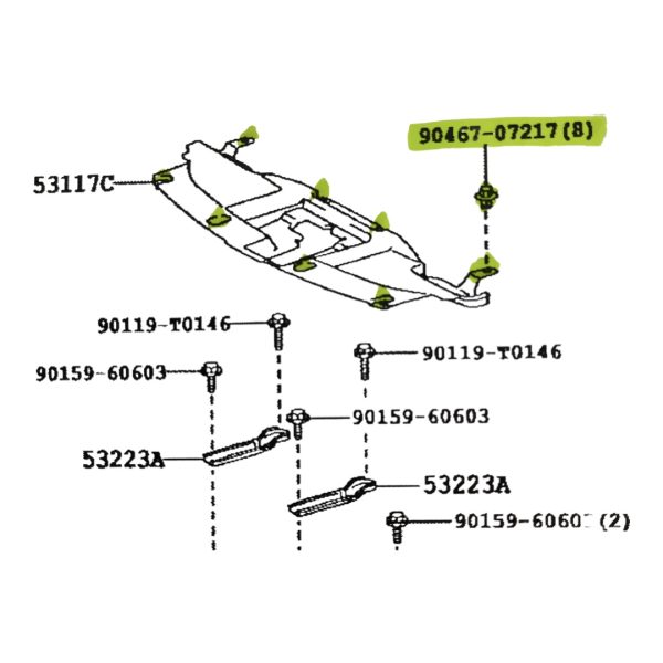 JUEGO X 8 CLIP DE PLASTICO RADIADOR HILUX-SW4 2016-2023 Taiwan - Imagen 2