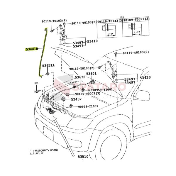 VARILLA CAPOT HILUX-SW4 2005-2015 VIGO Original - Imagen 2