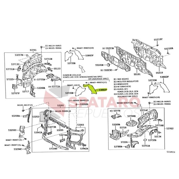 PROTECTOR GOMA MOTOR HILUX-SW4 2005-2015 VIGO N1 ORIGINAL - Imagen 2
