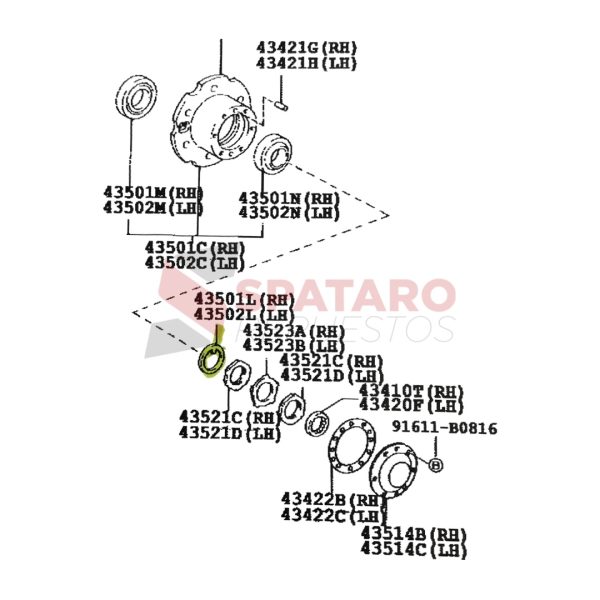 ARANDELA DE PUNTA DE EJE HILUX 1992-2004 3L4X4 5L - Imagen 2