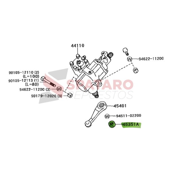 TUERCA DE BRAZO PITMAN  HILUX 2.8-3.0 - Imagen 2