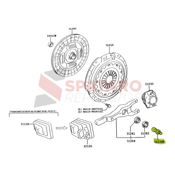 PIVOTE DE HORQUILLA DE EMBRAGUE HILUX-SW4 2016-2023 2.4-2.8 - Imagen 2