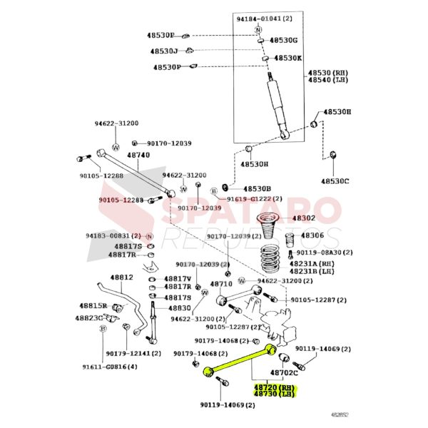 TENSOR BARRA TRASERA INFERIOR SW4 1996-2003 LARGA Tailandia - Imagen 2