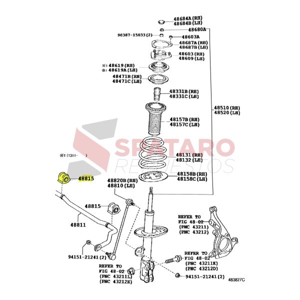 BUJE BARRA ESTABILIZADORA RAV4 2011-2015 DERECHO DEL ORIGINAL - Imagen 2