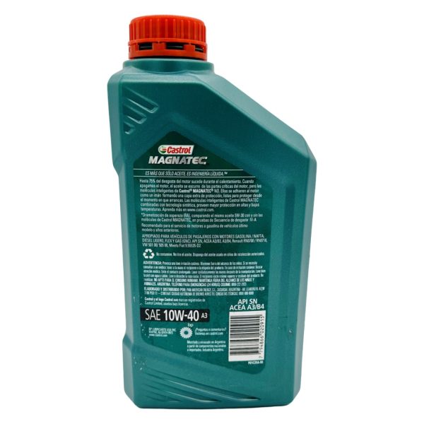 ACEITE DE MOTOR CASTROL 10W40 SEMISINTETICO  X 1LT - Imagen 2