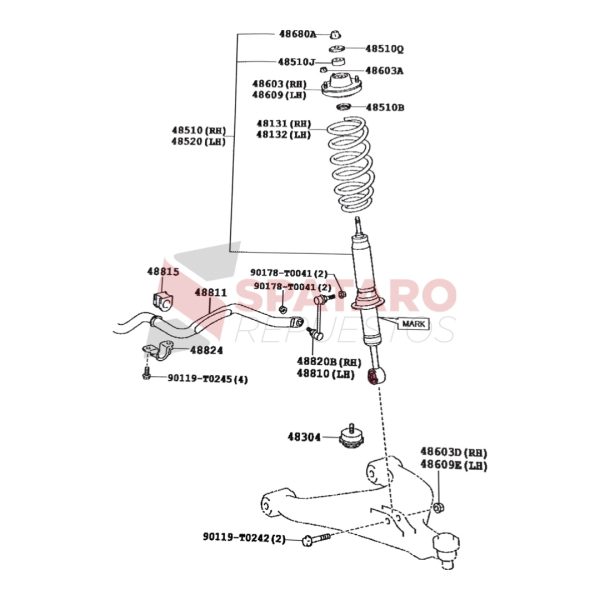 BUJE AMORTIGUADOR DEL HILUX-SW4  2005-2015 TODAS *INFERIOR OJO* - Imagen 3