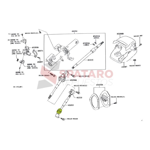 CRUCETA DE COLUMNA DE DIRECCION  HILUX-SW4 2005-2015 TAIWAN - Imagen 3