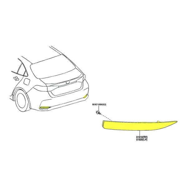 REFLEX PARAGOLPE TRASERO COROLLA 2020-2023 DERECHO - Imagen 3