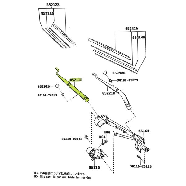 BRAZO LIMPIAPARABRISA HILUX-SW4 2016-2024 DERECHO ORIGINAL - Imagen 3