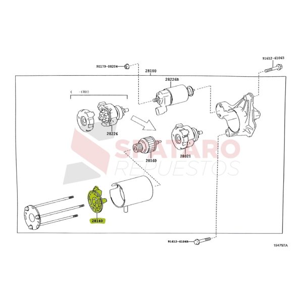 PLACA PORTACARBONES DE ARRANQUE ETIOS 2016-2023 CAJA 6TA MANUAL/ AUTOMATICO Original - Imagen 4