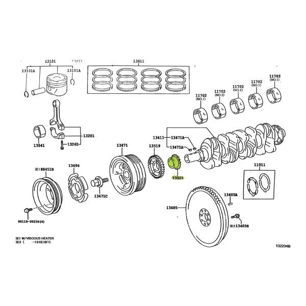 ENGRANAJE DE CIGUEÑAL HILUX-SW4  2016-2025 (PARA CADENA) REVO TOYAKO - Imagen 4