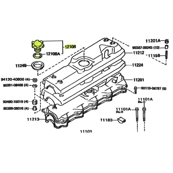 TAPA DE ACEITE DE MOTOR HILUX 1992-2004 3L-5L ORIGINAL - Imagen 4