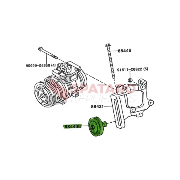 POLEA ESTIRA CORREA AIRE HILUX-SW4 1996-2004 *3.0 TURBO* 1KZ Original - Imagen 5