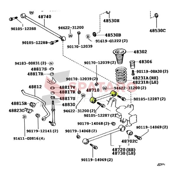 BUJE DE TENSOR BARRA TRASERA SUPERIOR SW4 1996-2003 *CORTA-CHICA* Taiwan - Imagen 3