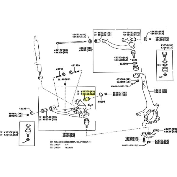 BUJE DE PARRILLA INFERIOR  HILUX-SW4 2005-2015 GRANDE Japon - Imagen 3