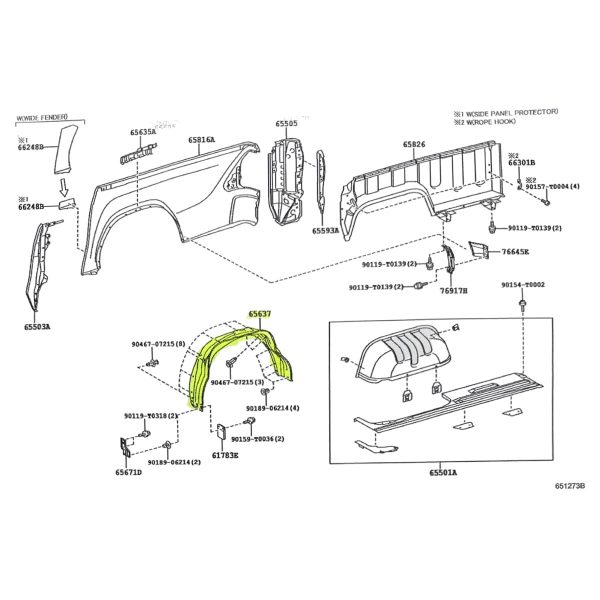 GUARDAPLAST TRASERO DERECHO HILUX 2016-2023 SR-SRV-SRX ORIGINAL - Imagen 3