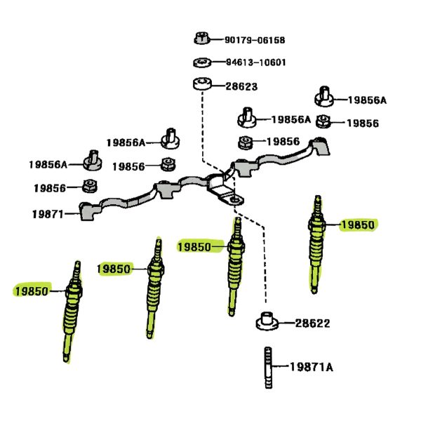 JUEGO X 4 BUJIAS DE PRECALENTAMIENTO HILUX 1998-2004 MOTOR 2.8 3.0 Taiwan - Imagen 4
