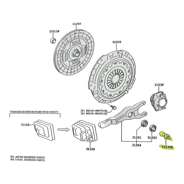 PIVOTE DE HORQUILLA DE EMBRAGUE HILUX-SW4 2016-2025 2.4-2.8 TAILANDIA - Imagen 3