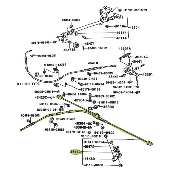 CABLE DE FRENO DE MANO HILUX 1994-2004 4X4 // 2001-2004 TODAS TRASERO *SBK JAPON* - Imagen 5