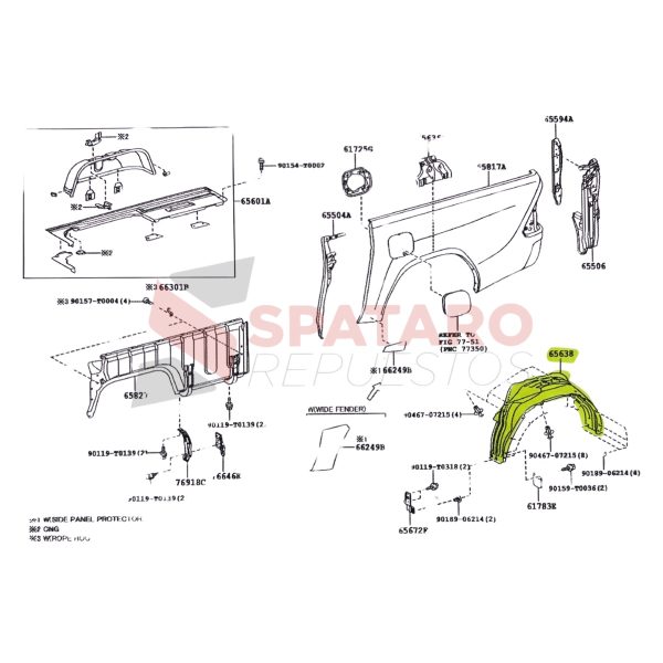 GUARDAPLAST TRASERO HILUX 2016-2026 *DX* IZQUIERDO Original - Imagen 3