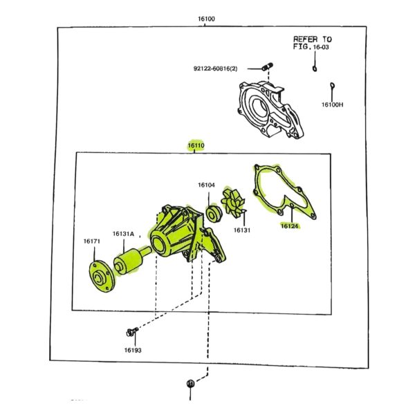 BOMBA DE AGUA COROLLA 1992-1999 1.6 MOTOR 4AF NPW - Imagen 5